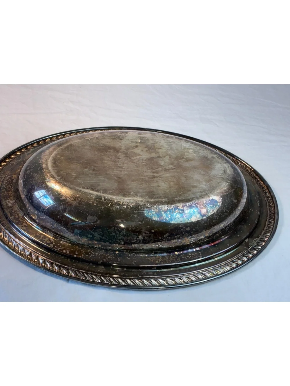 Vintage Silver Plated Oval Serving Platter with Decorative Rim